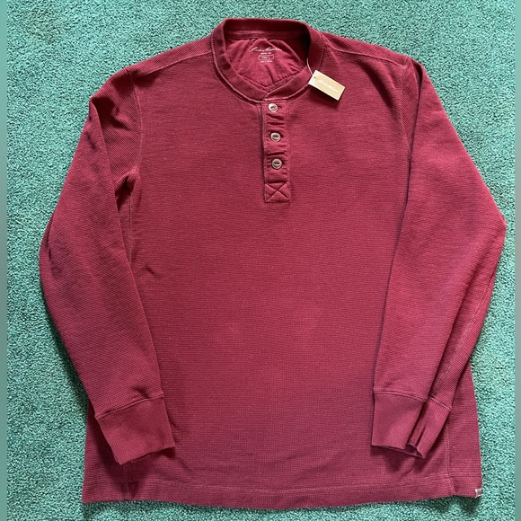 Eddie Bauer Thermal Henley Maroon - Picture 2 of 12